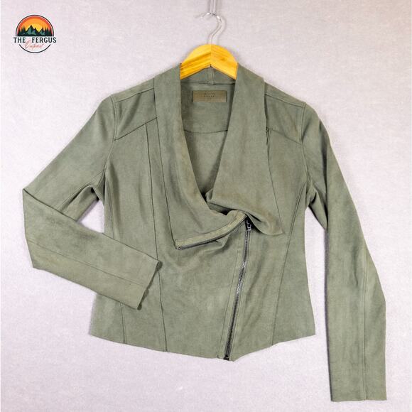 Moto Jacket Sage Green Faux Suede Asymmetrical Full-Zip BLANKNYC Women's Size XS - Picture 1 of 9